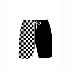 Checkered Two-tone Print Loose And Breathable Summer Shorts