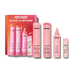 Amika Shine-O-Sphere Kit - Mirrorball Shampoo 9.2oz Mirrorball Conditioner 9.2oz Flash Mask 6.7oz Top Gloss Spray 1oz