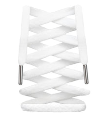 LitLaces - Premium Flat Cotton Shoe Laces Replacement for Air Jordan Nike Dunk Air Force 1 Converse & Casual Shoes (White/Silver 72")