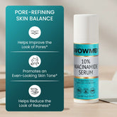 10% Niacinamide Serum shown with benefits for improved skin tone and pore balance