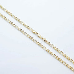 14K Solid Yellow Gold 4mm Figaro Link Chain Necklace