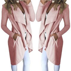 Slim long trench coat with solid lapel