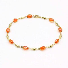 18K Gold Filled High Polish Finish Oval Crystal Ankle Bracelet