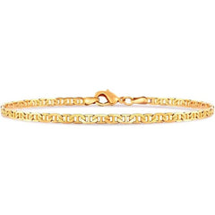 18K Gold Flat Marina Link Anklet for Women