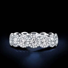 18kt White Gold Plated Simulated Diamond Eternity Band Ring