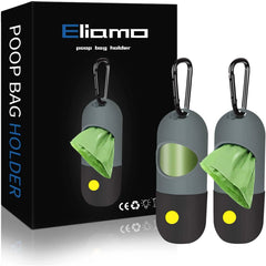 2-Pack: Dog Poop Bag Dispenser with Built-in LED Flashlight