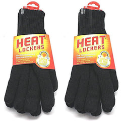 2-Pack: Heat Lockers Mens Black Thermal Gloves with Insulation Lining