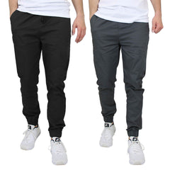 2-Pack: Mens Lightweight Cotton Stretch Jogger Pants