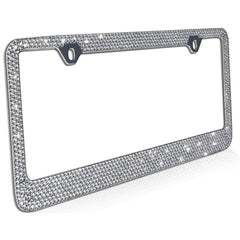 2-Pack: Metal License Plate Frame Bling RhineStones Chrome Swarovski Crystal Diamond