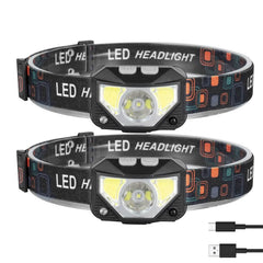 2-Pack: Rechargeable Motion Sensor Headlamp 6 Light Modes Headlight