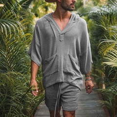 2-Piece Set: Men's Tracksuit Tennis Shirt Shorts and T Shirt Set Set Solid Color V Neck