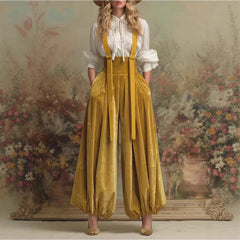 Stylish Relaxed-fit Velvet Workwear Jumpsuit