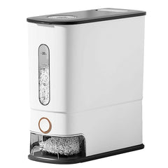 25LBS Vertical Rice Dispenser With Dustproof Lid Large Capacity Grain Storage Container With Measuring Cup Built-In