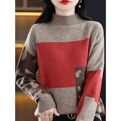 Womens Half-Turtleneck Color-Block Base Layer Top Extra-Soft And Thick