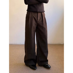 American-style Retro Pleated Thickened Wool Casual Suit Pants