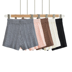 Versatile Solid-Color Tight Knitted Shorts
