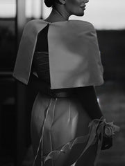 Satin Cape-style Top &Fitted Maxi Dress Set