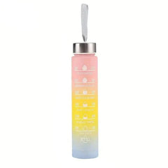 300ml Gradient Color Frosted Water Bottle With Straw