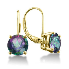 3.50 CTTW Genuine Rainbow Topaz Leverback Earrings
