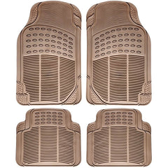 4-Pack: OxGord® Ridged Style 1st & 2nd Row Black Heavy Duty Rubber Floor Mat Set