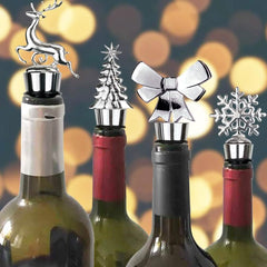 4-Pack: Stainless Steel Christmas Fun Wine and Beverage Bottle Stopper