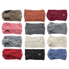 4-Pack: Women's Winter Headband and Ear Warmer with Buttons to Hold Mask