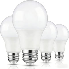 4-Pack A19 LED Light Bulbs, 60W Equivalent, Soft White or Cool Daylight, E26 Base, Non-Dimmable