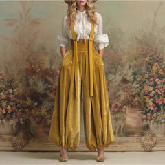 Stylish Relaxed-fit Velvet Workwear Jumpsuit