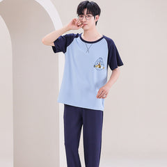 Pyjama d'été pour homme à manches courtes et pantalon