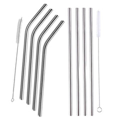 5-Pack: Stainless Steel Bend Or Straight Drinking Straws