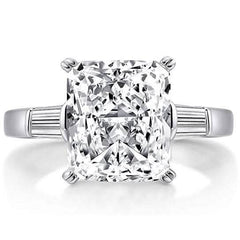 5.00 CTTW Square Brilliant Cut Tri Stone Engagement Ring