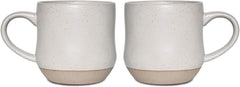 Bosmarlin Large Stoneware Speckled Coffee Mugs Set of 2, Big Ceramic Tea Cup, 17 Oz, Dishwasher and Microwave Safe (White, 2)