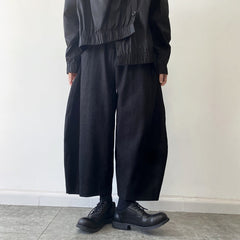 Extra-loose Mens Cropped Wide-leg Pants
