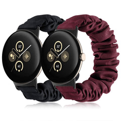Tovimall Bands Compatible with Google Pixel Watch 3 41mm/Pixel Watch 2 /Pixel Watch BandElastic Fabric Watch BandScrunchie Strap Replacement Watch Bands For Women(2 Pack)