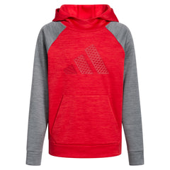 adidas Boys Pullover Hoodie Poly Hooded Sweatshirt Better Scarlet Red Heather