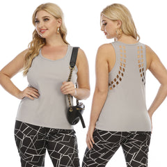 Hollow-out Burnt Flower Casual Simple Women's Vest T-shirt