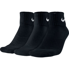 NIKE Unisex Performance Cushion Quarter Training Socks (3 Pairs) Black/White X-Large