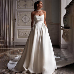 Four Seasons Neuer Stil Weißes Satin-Trägerkleid
