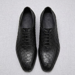 Business Formal Leather Shoes Dragon-scale Pattern Mens British Style