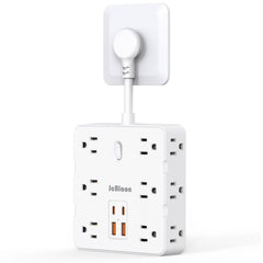 16-in-1 Power Strip – 12 AC Outlets & 4 USB Ports, White