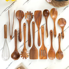 Chinese Elm Wooden Spatula Non-Stick Cookware Set