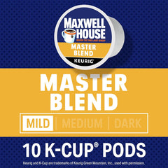Maxwell House Master Blend Mild Roast K-Cup Coffee Pods, 10 ct Box