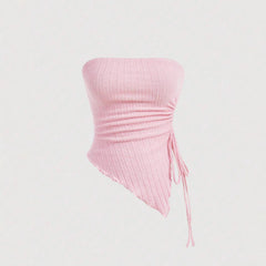 Women's Solid Color Tie-wrapped Bustier Top