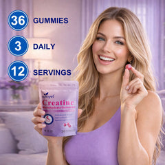 Creatine Monohydrate Gummies, 5 Grams Per Serving, Sugar-free Creatine Gummies, Suitable For Workouts, Strength, Cognitive Health, And Muscle Support, Gluten-free, Berry-enhanced, 36 Gummies.
