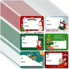 90-Pieces: Christmas Sticker Tags - Self-Adhesive with Christmas Name Tag
