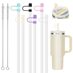 6 Stanley Straw 6 Stanley Straw Coverand 2 Stanley Straw CleanerStanley Replacement StrawStraw Toppers(simple modern+tritan straw 12.2inch/31cm longth)