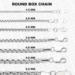 925 Solid Italian Silver Round Box Necklace
