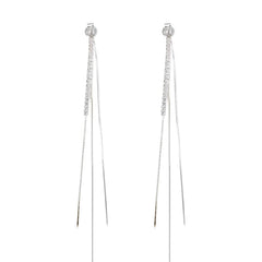 925 Sterling Silver Dangle Chain Tassel Earrings