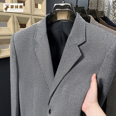 Lightly Mature-style Casual Mens Heavy Wool Suit For Spring And Autumn