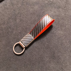 Carbon-fiber-pattern Car Keychain Pendant
